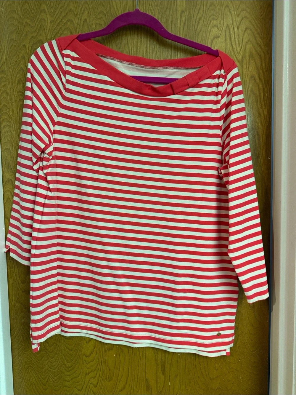 kate spade Pink and Red Striped Top with Gold Logo